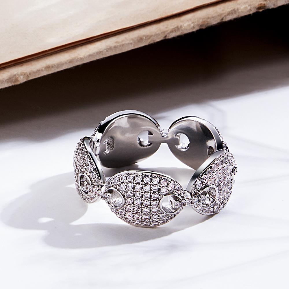 Bague Hip Hop À La Mode En Zircon, Anneau De Grain De Café, Cadeaux Pour Hommes - votrecollierprenomfr