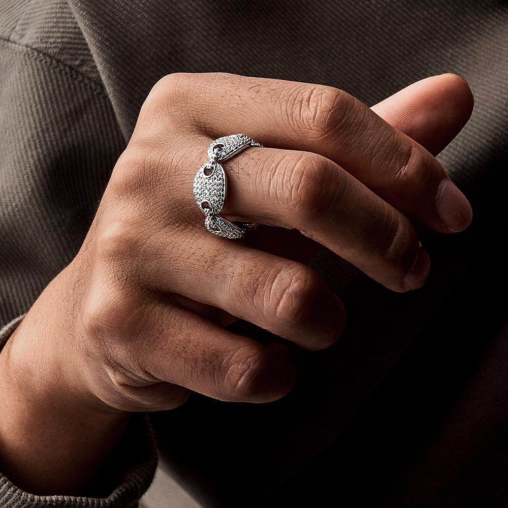 Bague Hip Hop À La Mode En Zircon, Anneau De Grain De Café, Cadeaux Pour Hommes - votrecollierprenomfr