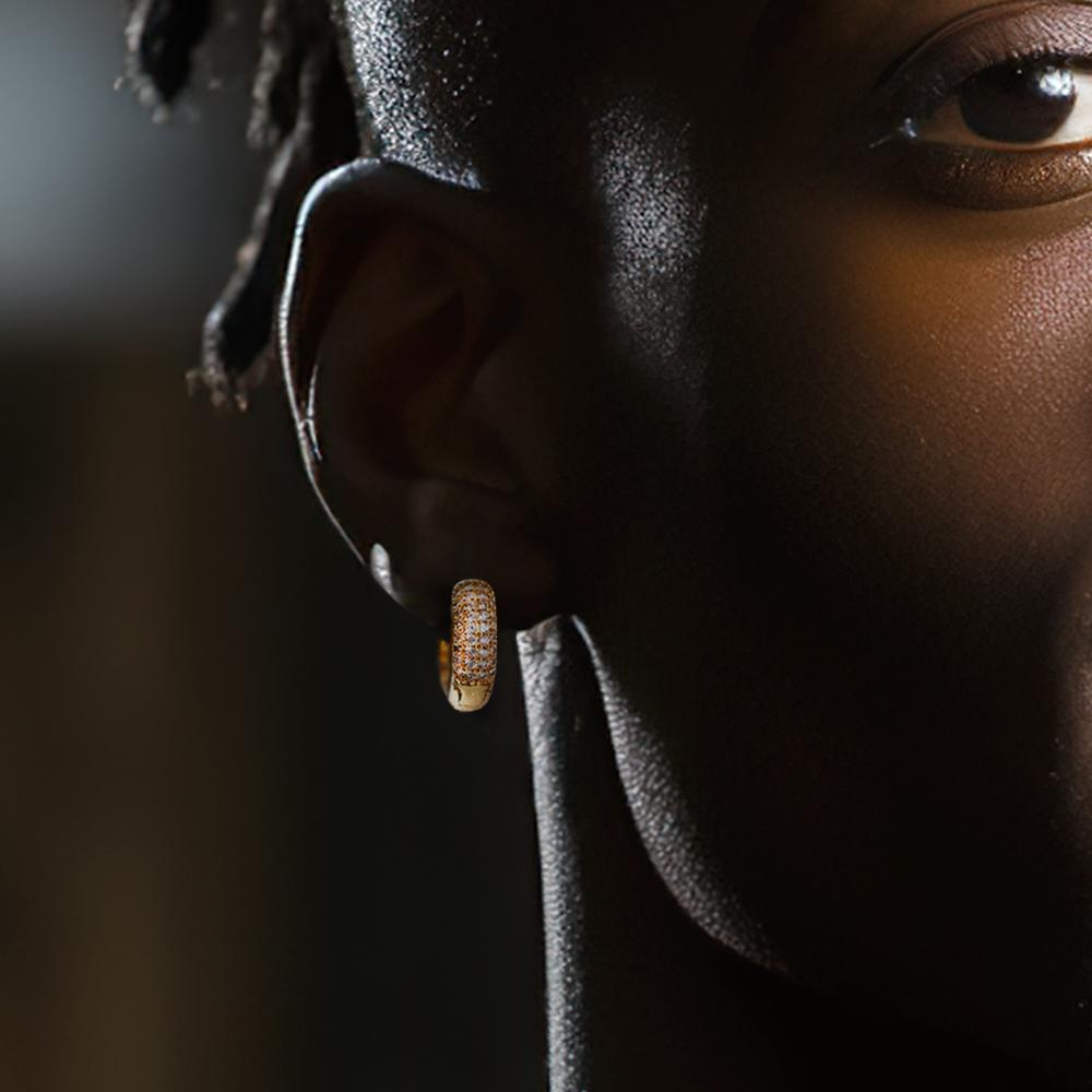 Boucles D'oreilles Hip Hop À La Mode Rondes En Zircon, Bijoux De Personnalité Pour Hommes - votrecollierprenomfr