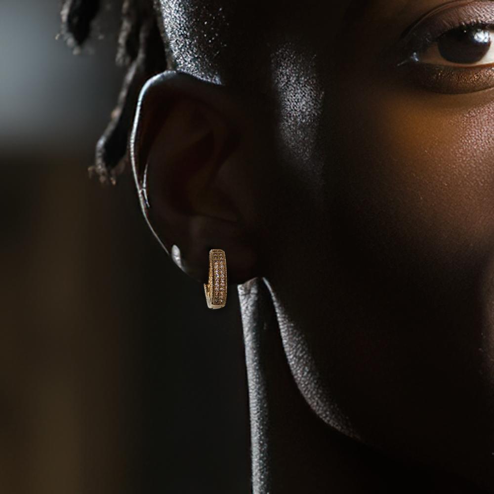 Boucles D'oreilles Hip Hop Pavées, Boucles D'oreilles Scintillantes, Bijoux De Personnalité Pour Hommes - votrecollierprenomfr