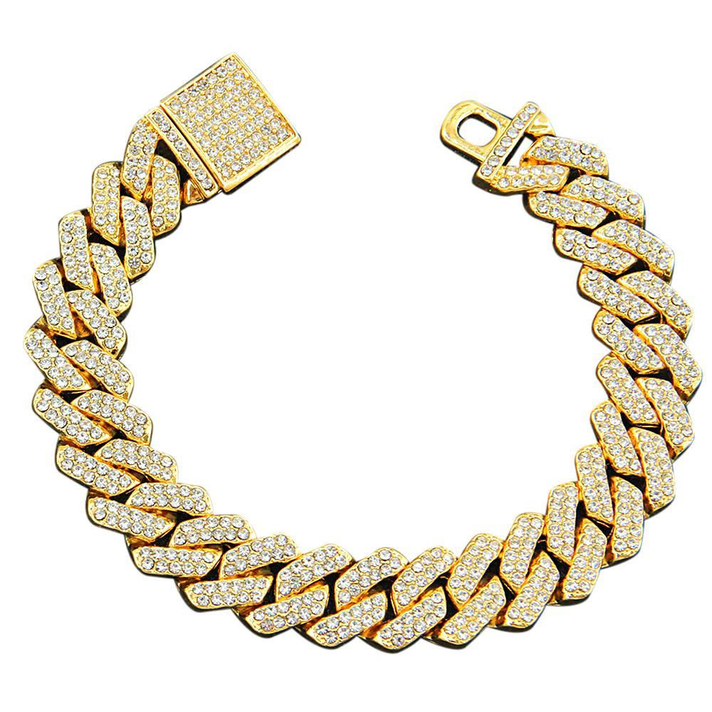 Bracelet Hip Hop Exagéré Et Brillant, Chaîne Cubaine Glacée Pour Hommes - votrecollierprenomfr