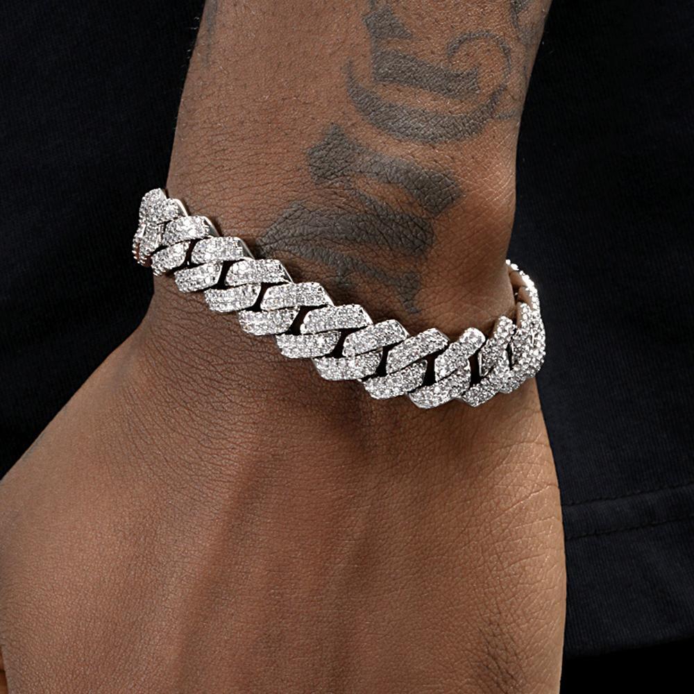 Bracelet Hip Hop Exagéré Et Brillant, Chaîne Cubaine Glacée Pour Hommes - votrecollierprenomfr