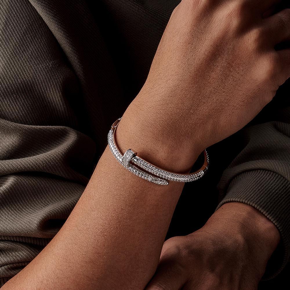 Bracelet Hip Hop Créatif À Ongles En Zircon Glacé Pour Hommes - votrecollierprenomfr