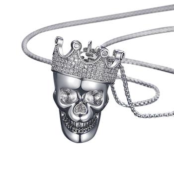 Collier Hip Hop Punk Crâne Couronne Roi Zircon Collier Cadeaux Pour Hommes - votrecollierprenomfr