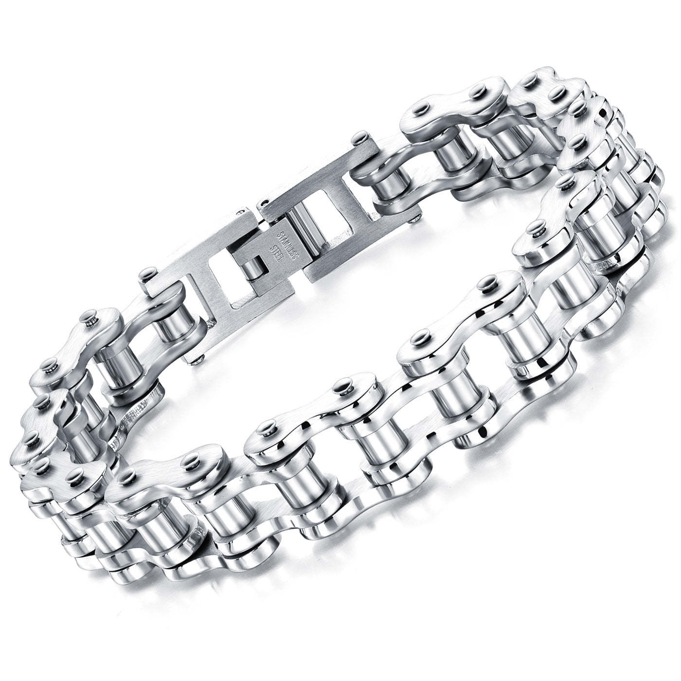 Bracelet De Vélo Hip Hop En Chaîne De Moto À La Mode, Cadeaux En Argent Noir Pour Hommes - votrecollierprenomfr