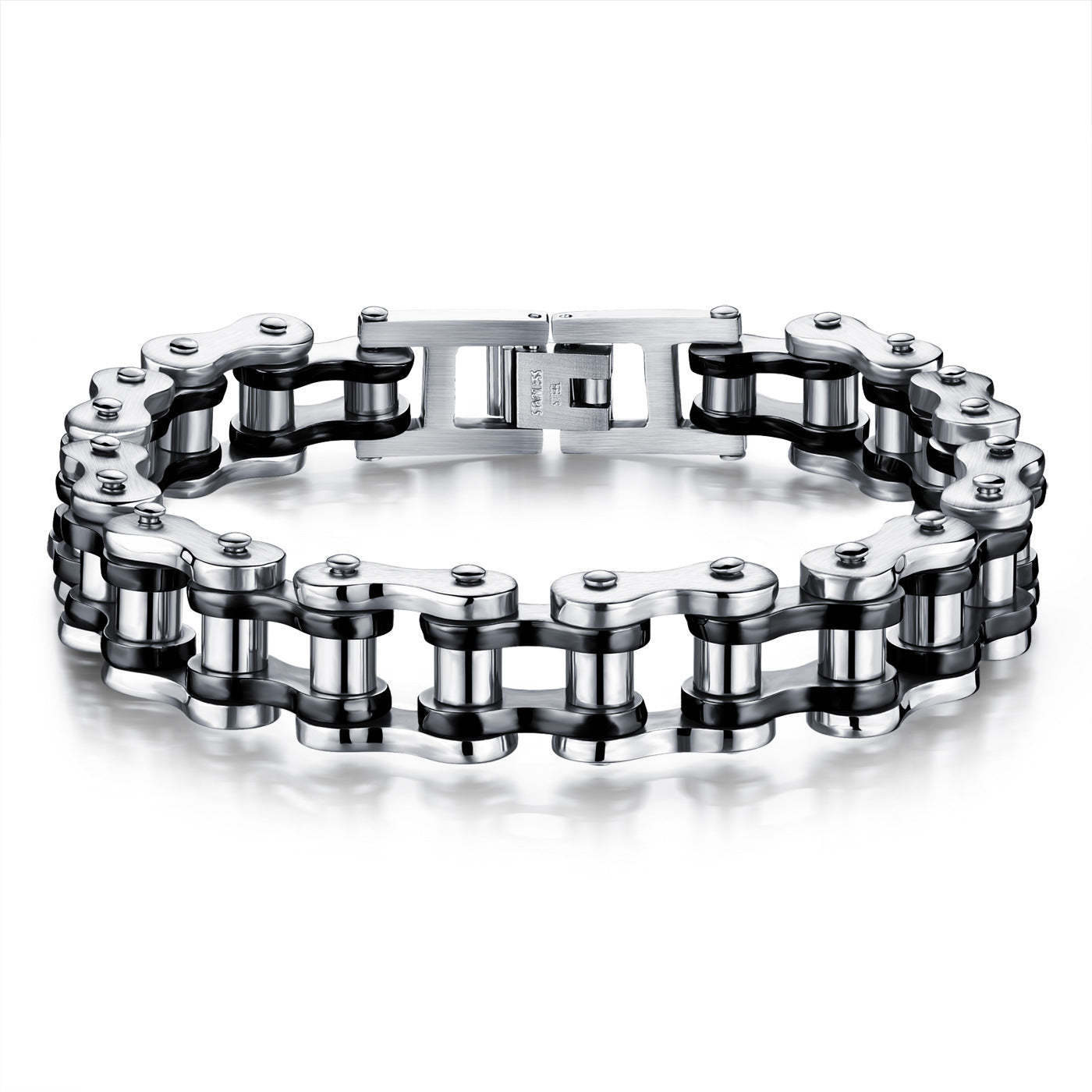 Bracelet De Vélo Hip Hop En Chaîne De Moto À La Mode, Cadeaux En Argent Noir Pour Hommes - votrecollierprenomfr
