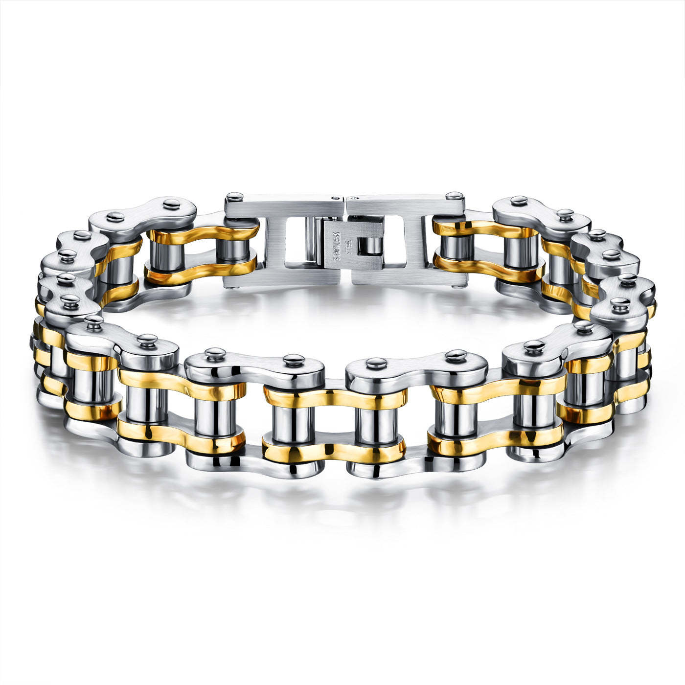 Bracelet De Vélo Hip Hop En Chaîne De Moto À La Mode, Cadeaux En Argent Noir Pour Hommes - votrecollierprenomfr