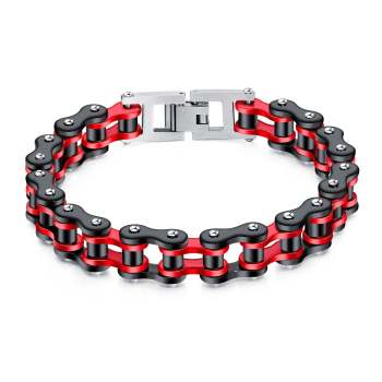 Bracelet Chaîne De Vélo Rétro, Noir, Rouge, Cadeaux Pour Hommes À La Mode - votrecollierprenomfr