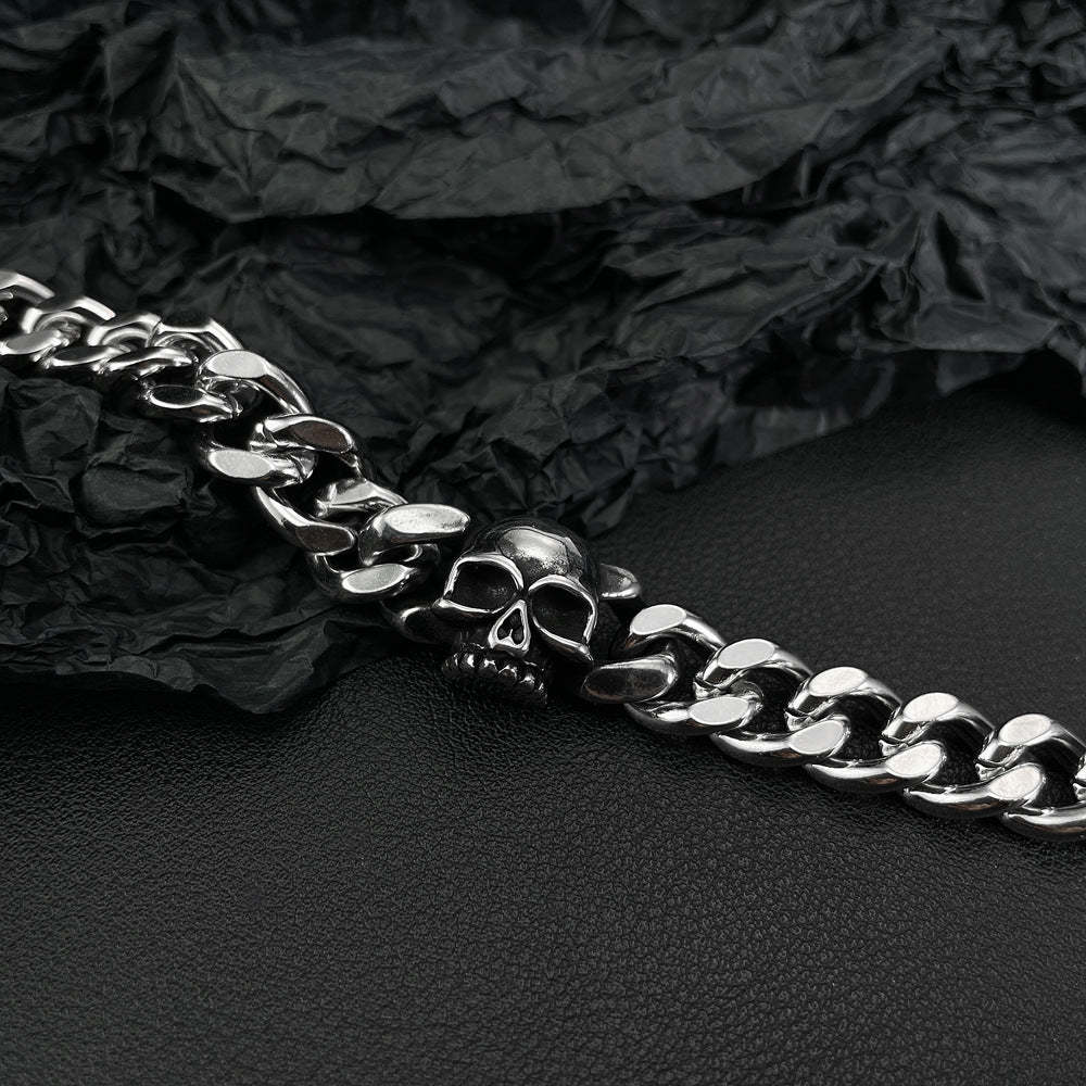 Bracelet Homme Tendance Chaîne Cubaine Crâne Hip Hop Cadeaux - votrecollierprenomfr