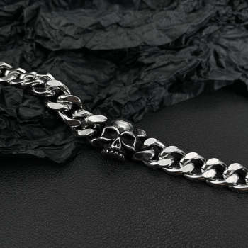 Bracelet Homme Tendance Chaîne Cubaine Crâne Hip Hop Cadeaux - votrecollierprenomfr