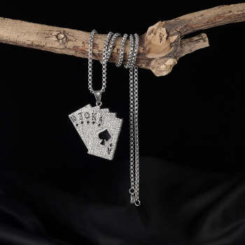 Collier De Poker À La Mode, Bijoux Classiques En Diamant Affleurant - votrecollierprenomfr
