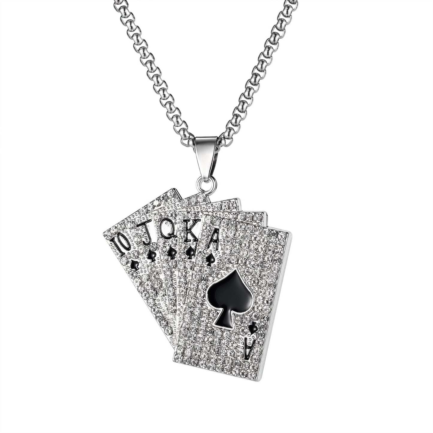Collier De Poker À La Mode, Bijoux Classiques En Diamant Affleurant - votrecollierprenomfr