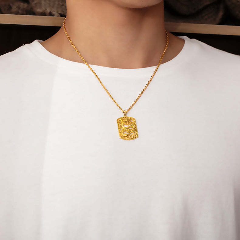 Collier Dragon Doré Dominateur, Bijoux Tendance Hip-hop Pour Hommes - votrecollierprenomfr