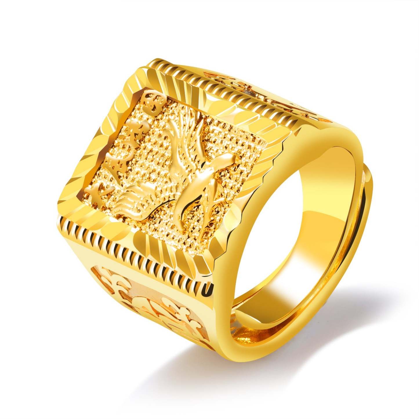 Bague Pour Hommes Ouverte Et Dominatrice Golden Dapeng Déploie Ses Ailes - votrecollierprenomfr
