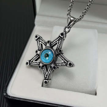 Collier Étoile À Six Branches Pour Hommes, Bijoux Oeil Du Diable À La Mode - votrecollierprenomfr