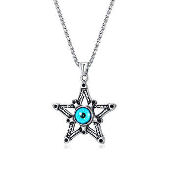 Collier Étoile À Six Branches Pour Hommes, Bijoux Oeil Du Diable À La Mode - votrecollierprenomfr