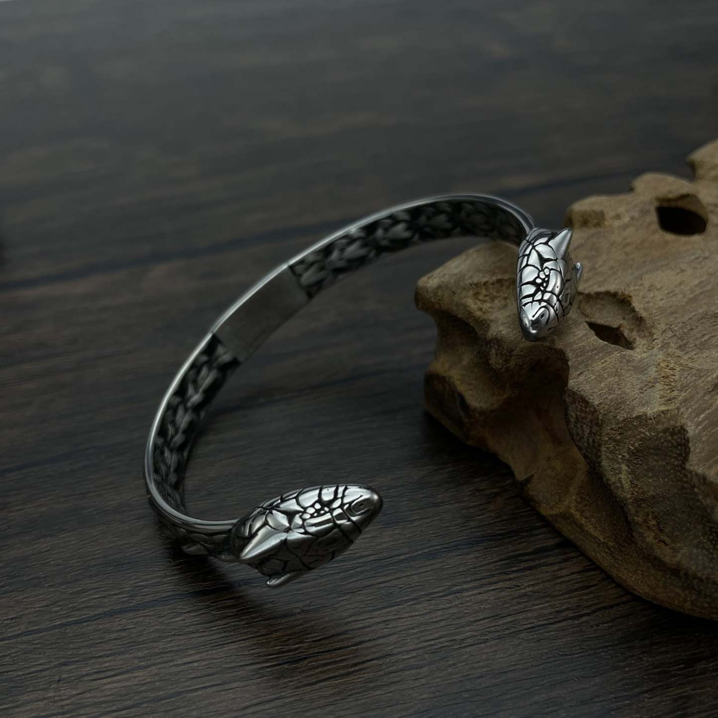 Bracelet Rétro Viking Pour Hommes, Ornement Personnalisé En Forme De Tête De Serpent - votrecollierprenomfr