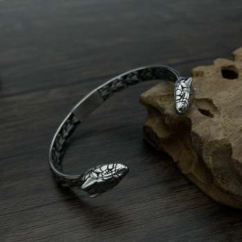 Bracelet Rétro Viking Pour Hommes, Ornement Personnalisé En Forme De Tête De Serpent - votrecollierprenomfr