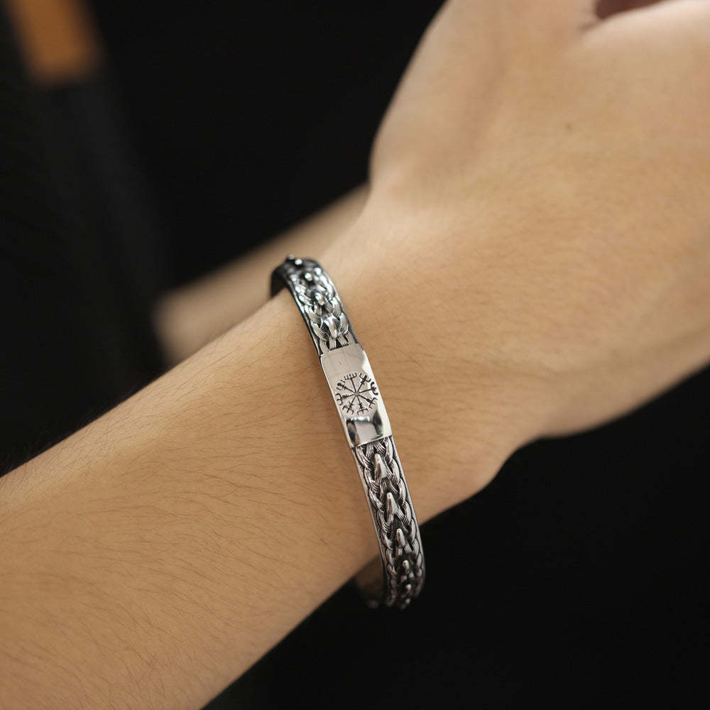 Bracelet Rétro Viking Pour Hommes, Ornement Personnalisé En Forme De Tête De Serpent - votrecollierprenomfr