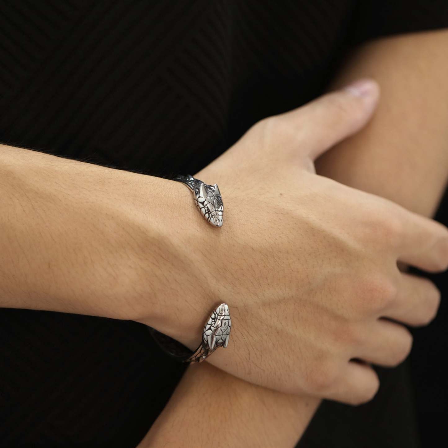 Bracelet Rétro Viking Pour Hommes, Ornement Personnalisé En Forme De Tête De Serpent - votrecollierprenomfr