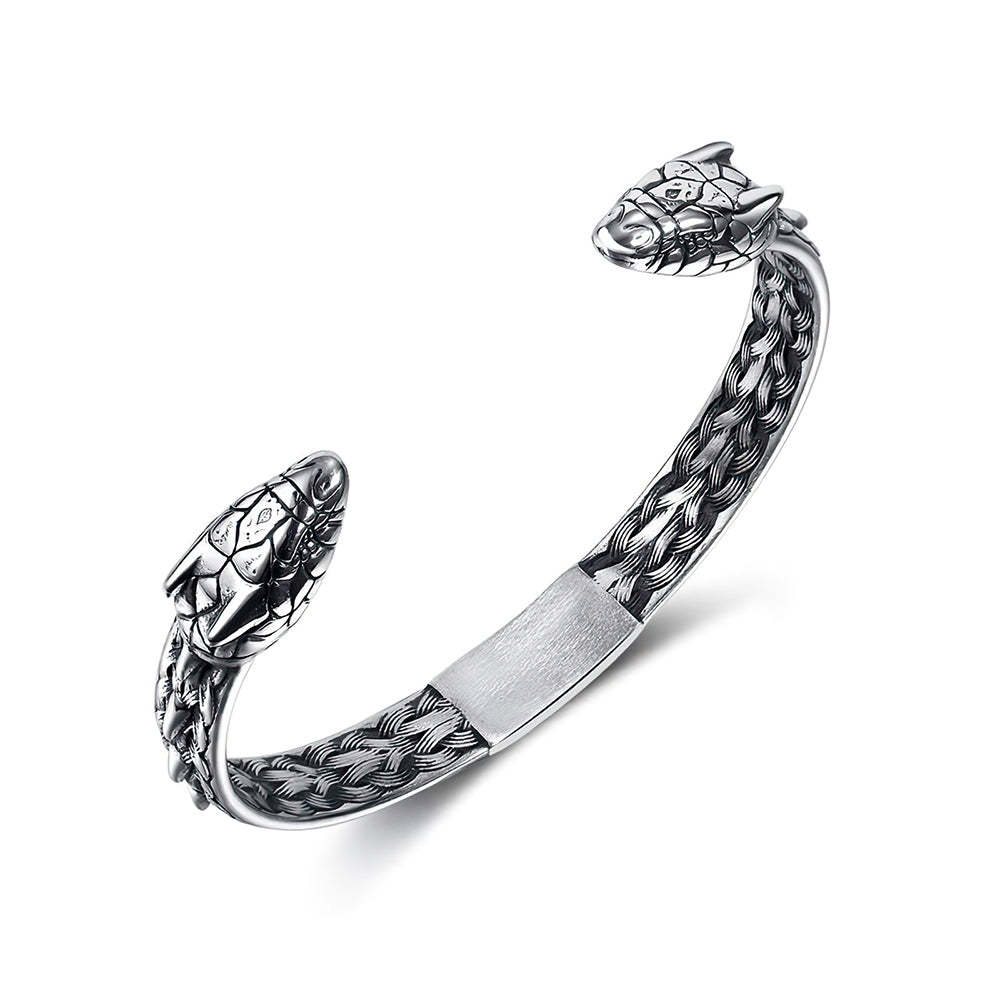 Bracelet Rétro Viking Pour Hommes, Ornement Personnalisé En Forme De Tête De Serpent - votrecollierprenomfr