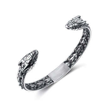 Bracelet Rétro Viking Pour Hommes, Ornement Personnalisé En Forme De Tête De Serpent - votrecollierprenomfr