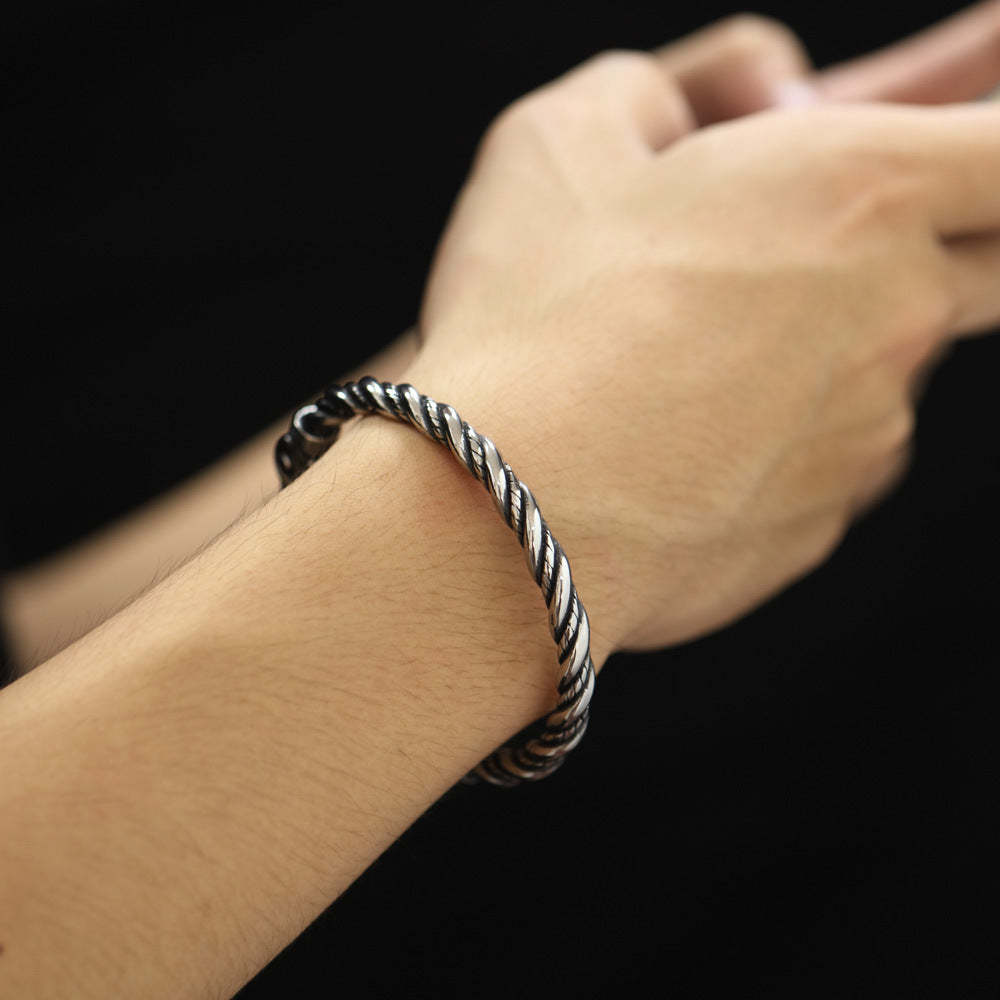 Bracelet Rétro Torsadé Pour Hommes, Bijoux À Tête D'aigle Ouverte - votrecollierprenomfr