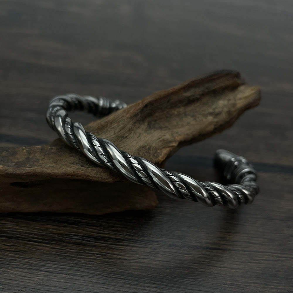 Bracelet Rétro Torsadé Pour Hommes, Bijoux À Tête D'aigle Ouverte - votrecollierprenomfr