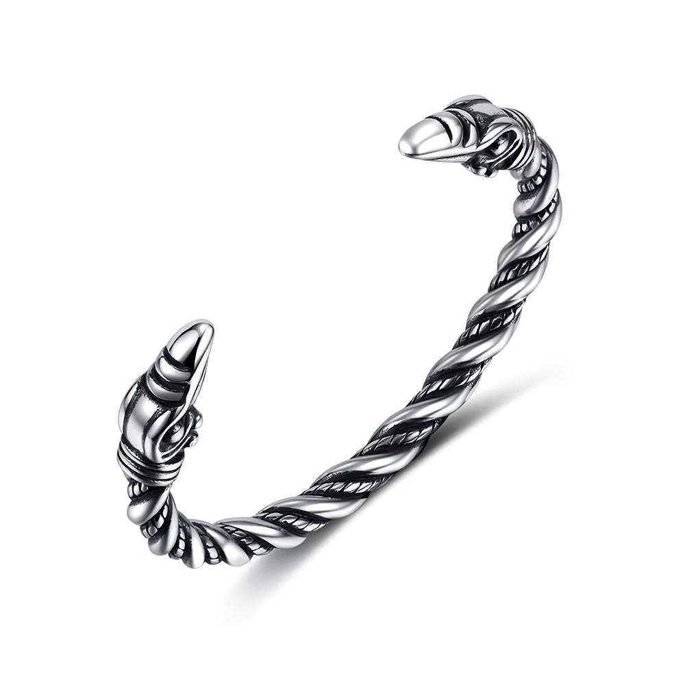 Bracelet Rétro Torsadé Pour Hommes, Bijoux À Tête D'aigle Ouverte - votrecollierprenomfr
