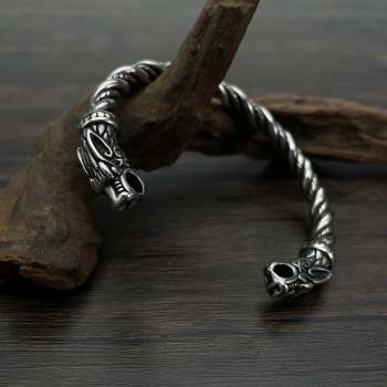 Bracelet Ouvert Rétro Viking Pour Hommes, Bijoux Tête De Dragon Dominateur - votrecollierprenomfr