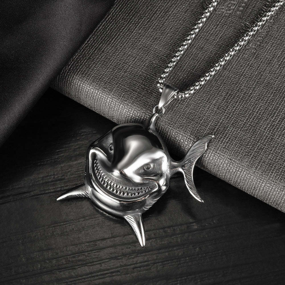 Collier Rétro Pour Hommes, Mode Poisson Clown, Sourire Maléfique - votrecollierprenomfr