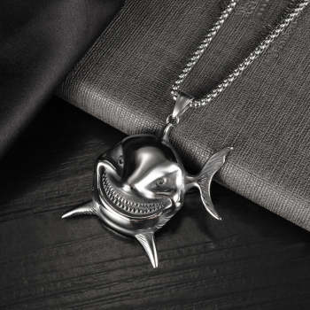 Collier Rétro Pour Hommes, Mode Poisson Clown, Sourire Maléfique - votrecollierprenomfr