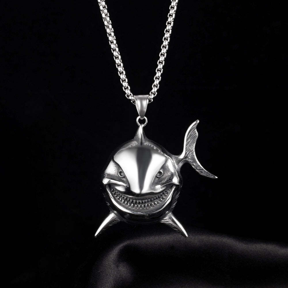 Collier Rétro Pour Hommes, Mode Poisson Clown, Sourire Maléfique - votrecollierprenomfr