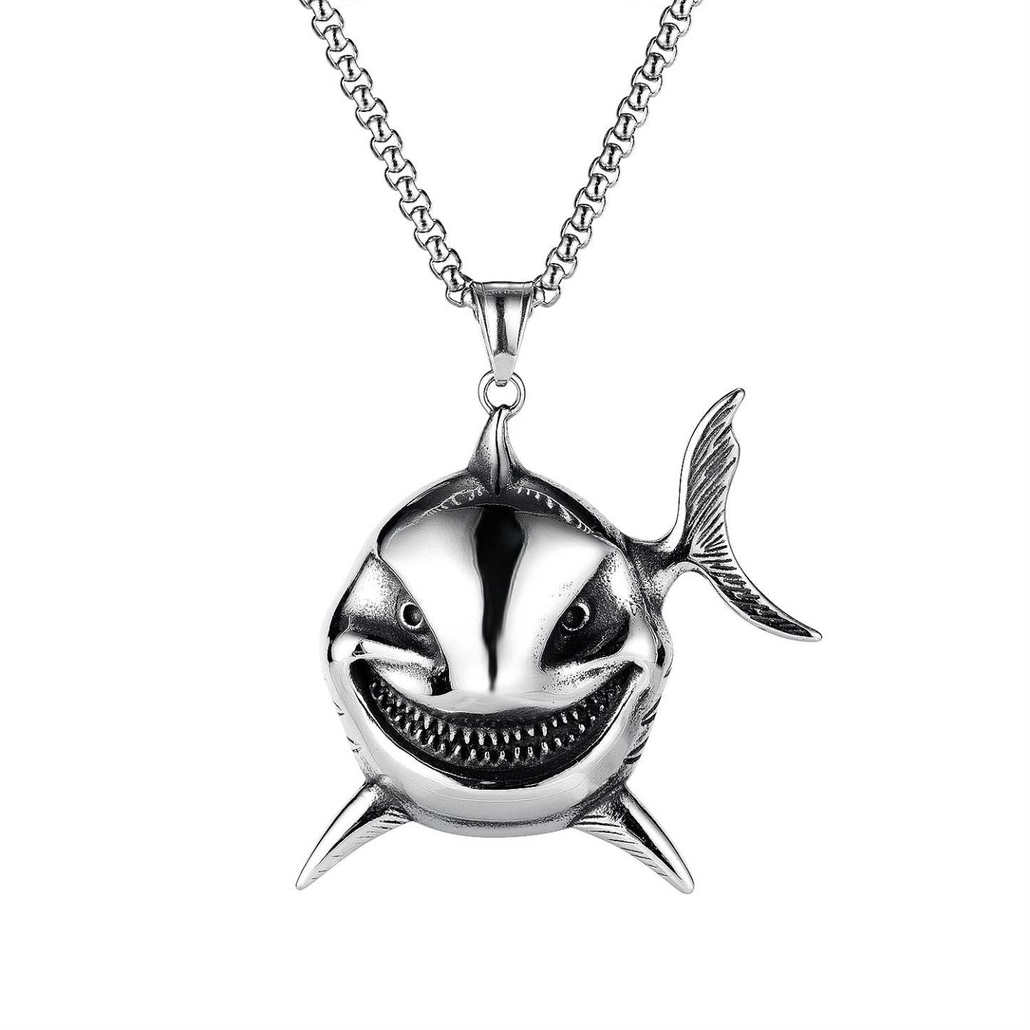 Collier Rétro Pour Hommes, Mode Poisson Clown, Sourire Maléfique - votrecollierprenomfr
