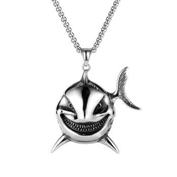 Collier Rétro Pour Hommes, Mode Poisson Clown, Sourire Maléfique - votrecollierprenomfr