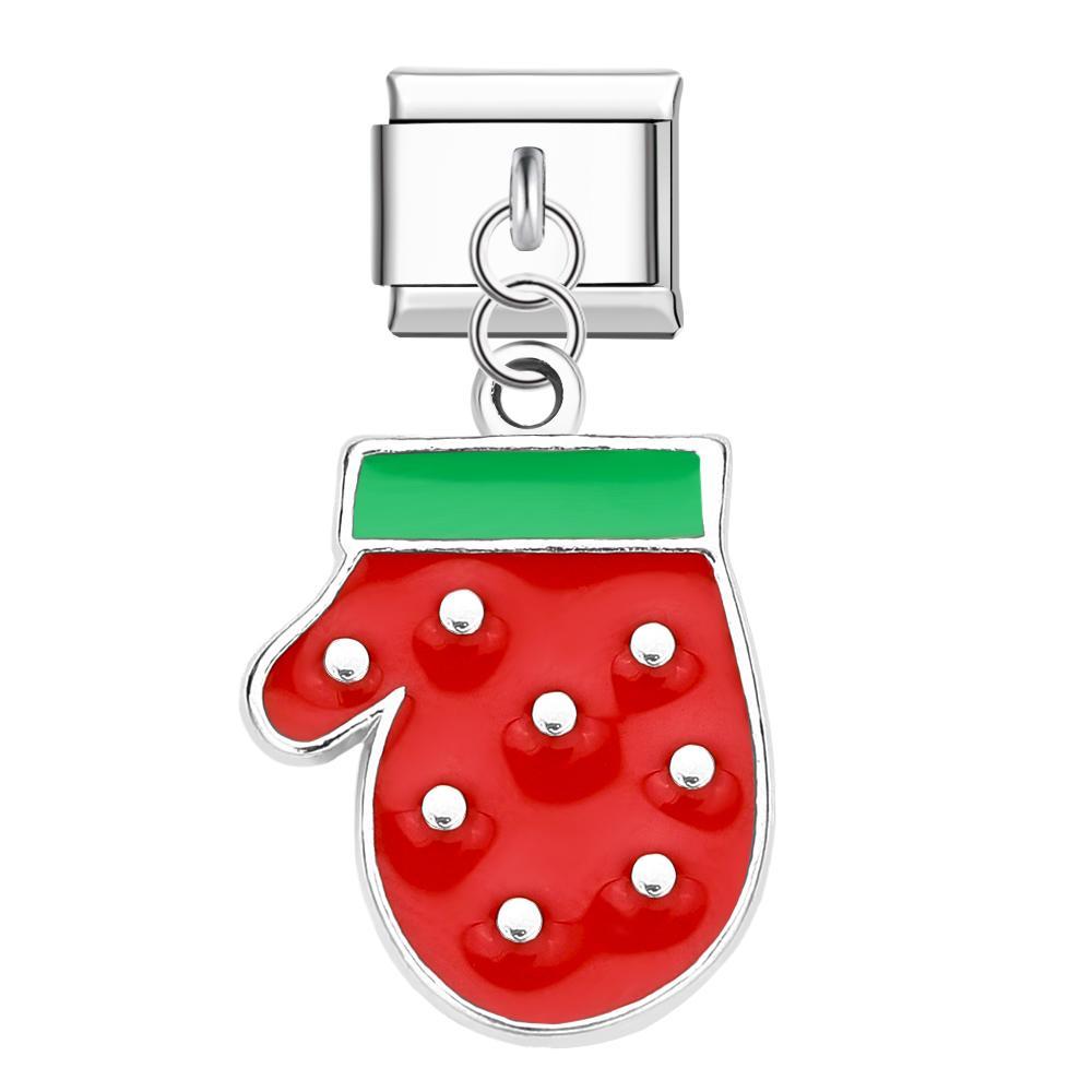 Gants De Noël Charm Italien Pour Bracelets À Breloques Italiens Lien Composable Cadeau De Noël - votrecollierprenomfr