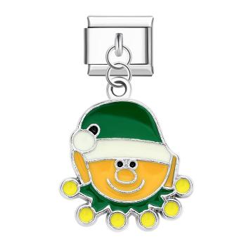 Charm Italien Elfe De Noël Pour Bracelets À Breloques Italiens Lien Composable Cadeau De Noël - votrecollierprenomfr