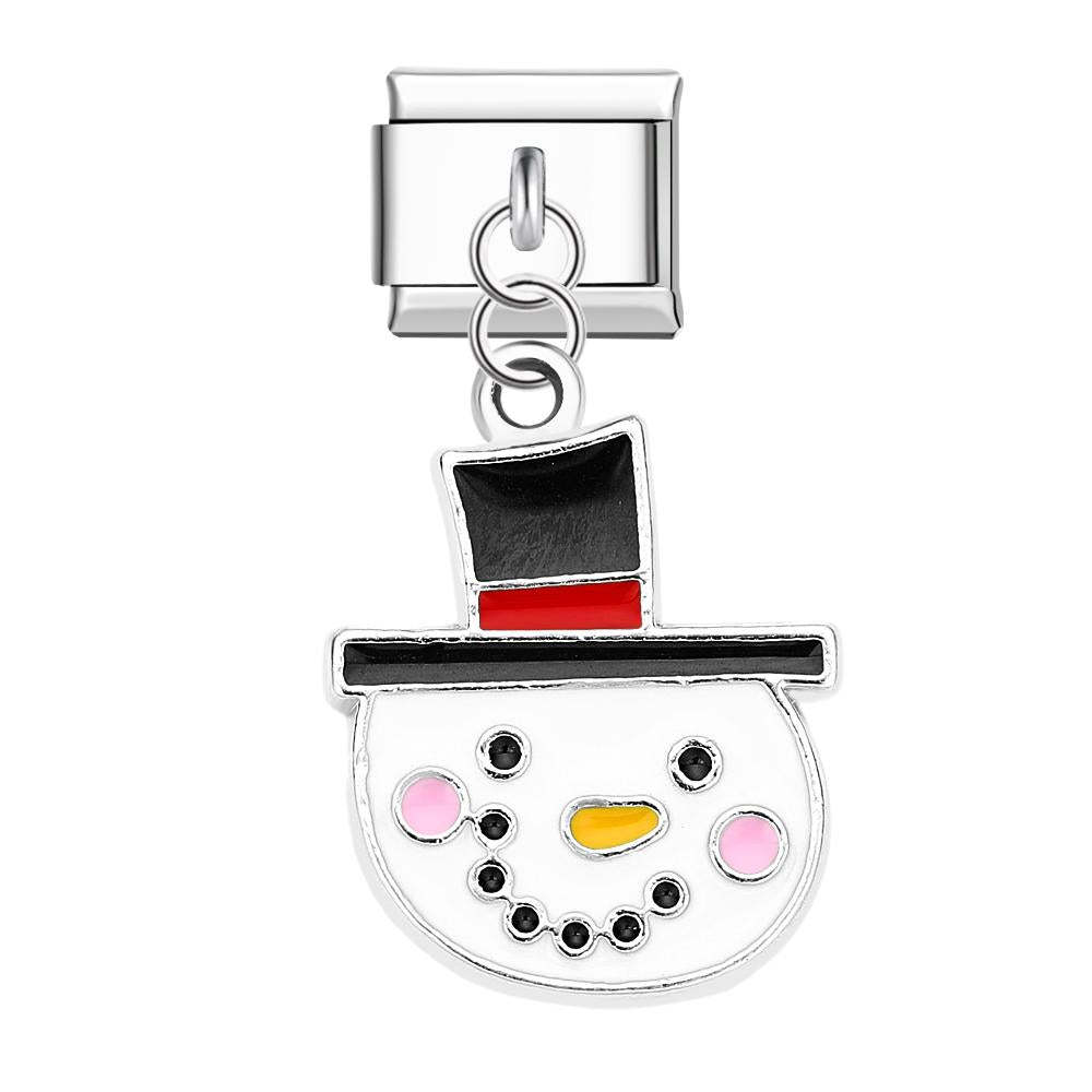 Charm Italien Bonhomme De Neige De Noël Pour Bracelets À Breloques Italiens Lien Composable Cadeau De Noël - votrecollierprenomfr