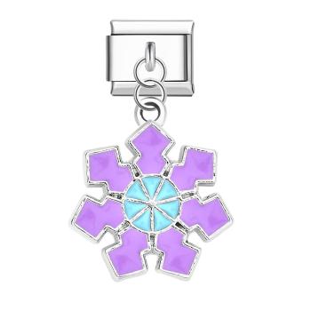 Charm Italien Flocon De Neige Violet-bleu Pour Bracelets À Breloques Italiens Lien Composable Cadeau De Noël - votrecollierprenomfr