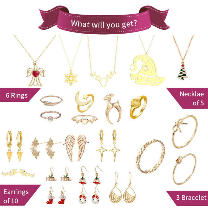Boîte De Calendrier De L'avent De Noël À 24 Chiffres, Boîte À Bijoux, Bague, Collier, Calendrier De L'avent, Boîte-cadeau (style Aléatoire) - votrecollierprenomfr