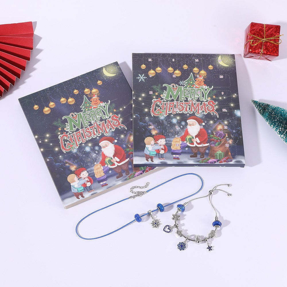 Calendrier De Compte À Rebours De Noël, Coffret Cadeau, Bijoux À Breloques, Bracelet Flocon De Neige, Cadeau - votrecollierprenomfr