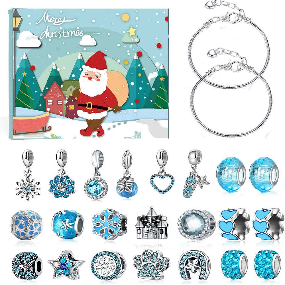 Calendrier De Compte À Rebours De Noël, Coffret Cadeau, Bijoux À Breloques, Bracelet Flocon De Neige, Cadeau - votrecollierprenomfr