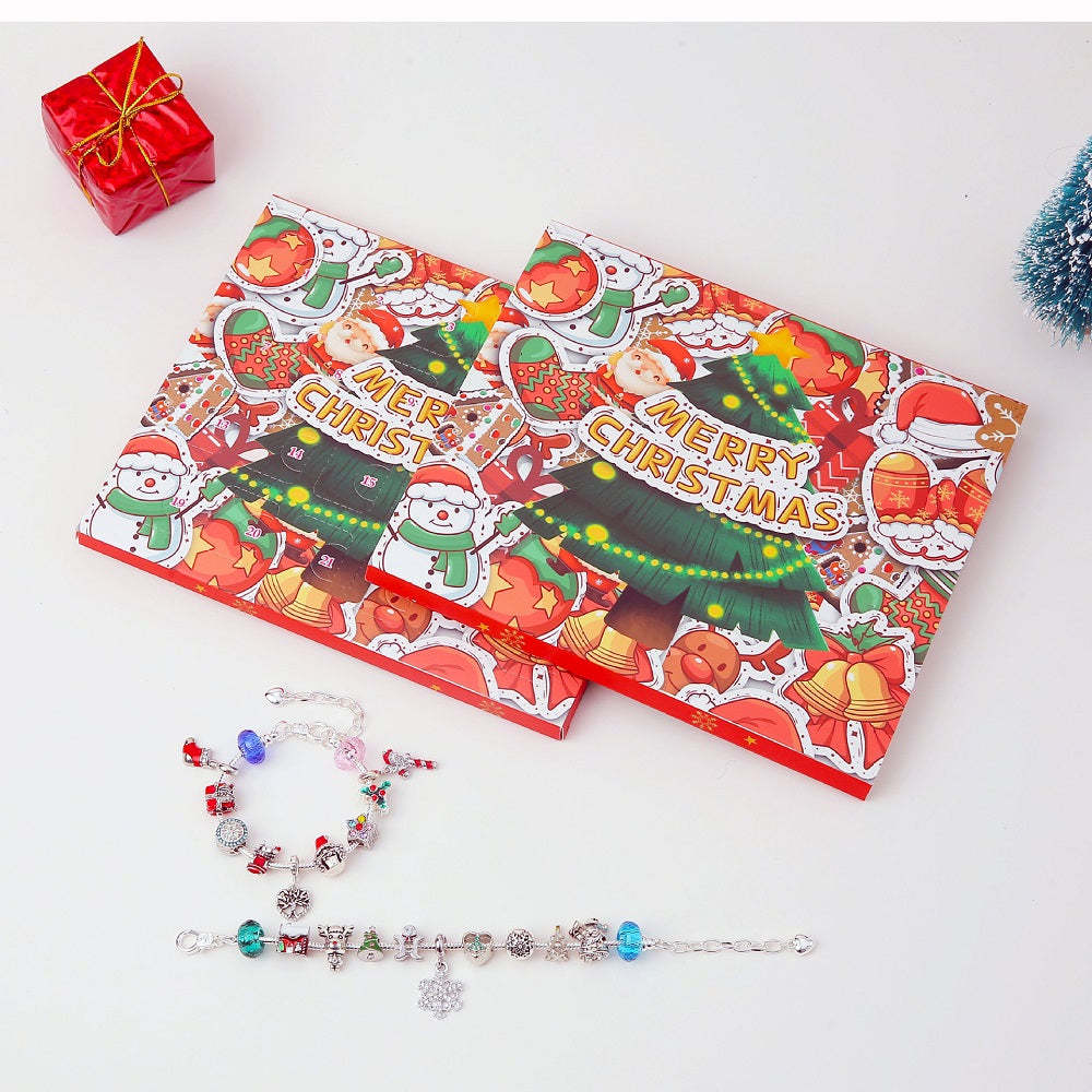 Boîte À Breloques De Noël, Calendrier De L'avent, Compte À Rebours De 24, Boîte Aveugle Surprise, Ensemble De Bracelets À Breloques Diy - votrecollierprenomfr
