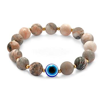 Bracelet Amulette Mauvais Œil Pour Hommes, Bracelet En Perles De Pierre De Lave Naturelle - votrecollierprenomfr