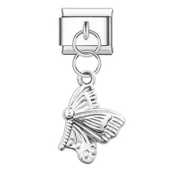 Charm Italien Papillon En Argent Pour Bracelets À Charms Italiens Lien Composable - votrecollierprenomfr