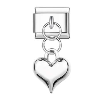Charm Italien Coeur Étincelant En Argent Pour Bracelets À Breloques Italiens Lien Composable - votrecollierprenomfr
