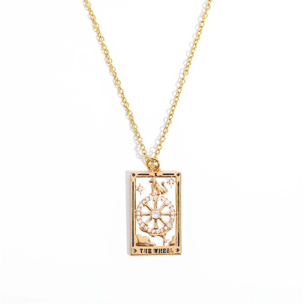 Cartes De Tarot Colorées, Collier Symbolique, Pendentif Goutte D'huile, Collier En Émail Avec Strass, Cadeau - votrecollierprenomfr