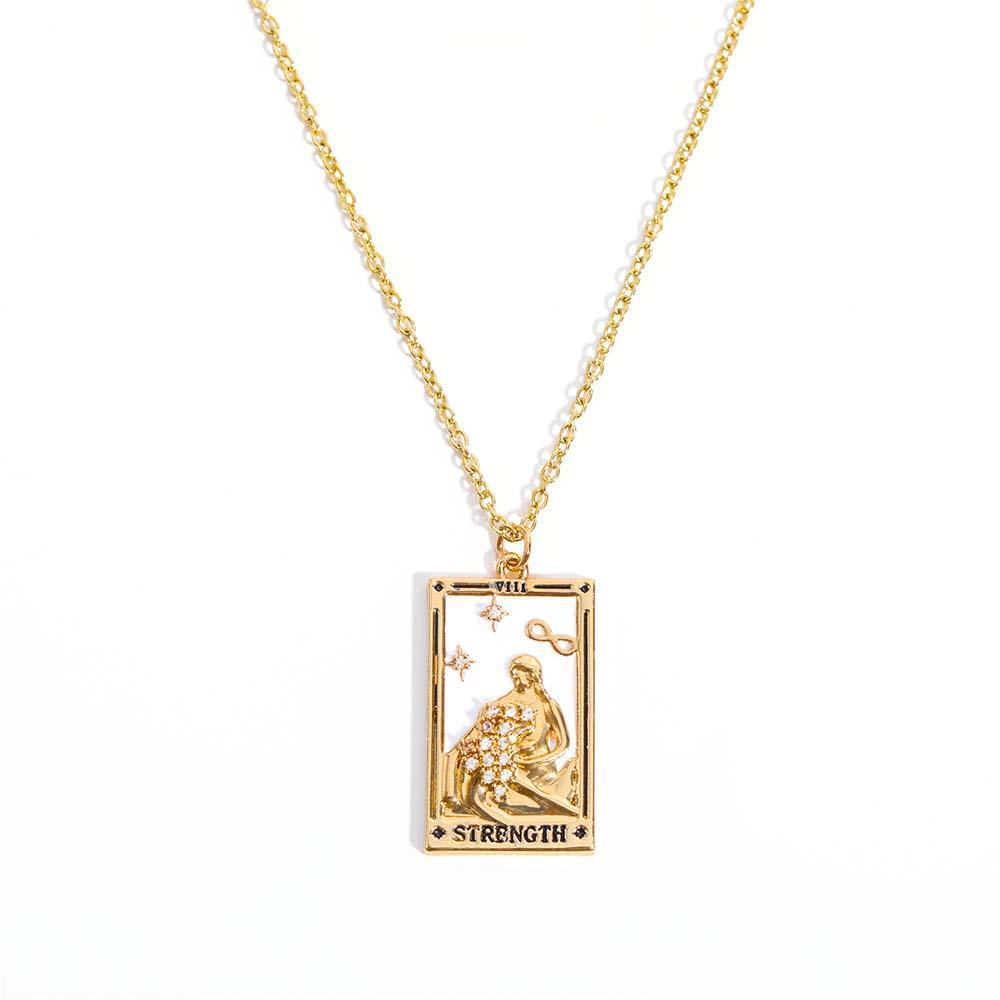 Cartes De Tarot Colorées, Collier Symbolique, Pendentif Goutte D'huile, Collier En Émail Avec Strass, Cadeau - votrecollierprenomfr