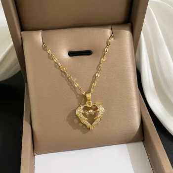 Collier Coeur D'amour Élégant Cadeau De Diamant D'aile - votrecollierprenomfr