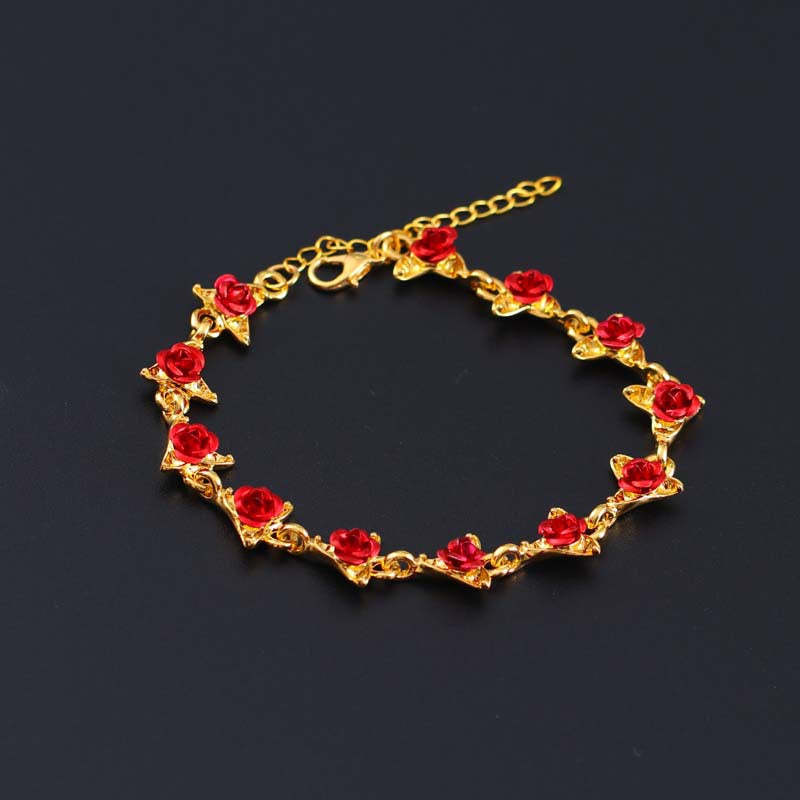 Bracelet Fleur De Rose Vintage, Bijoux, Cadeau De Saint Valentin Pour Femmes - votrecollierprenomfr